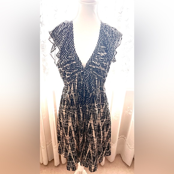 BCBG MaxAzria 100% Silk Dress, Black & Cream, size S (6), gorgeous! - Picture 1 of 5